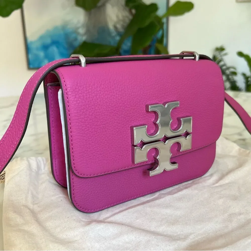 NWT TORY BURCH Small Eleanor Convertible Shoulder Bag In Plumberry Leather Suede